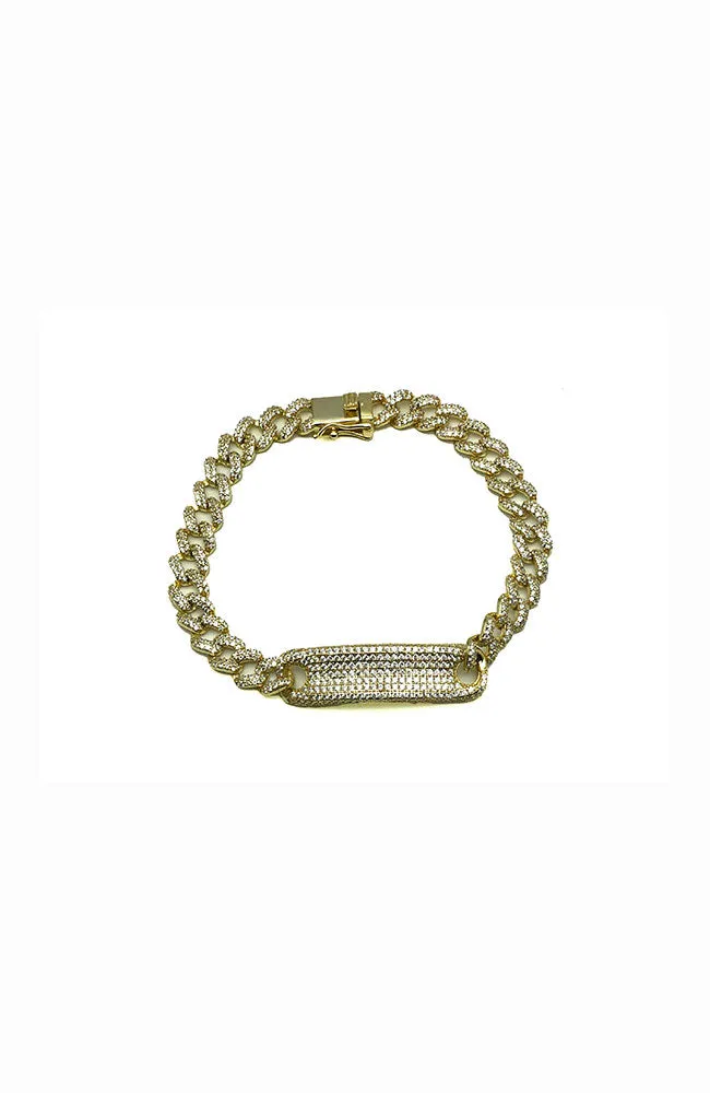 Gold Pave Bar Bracelet