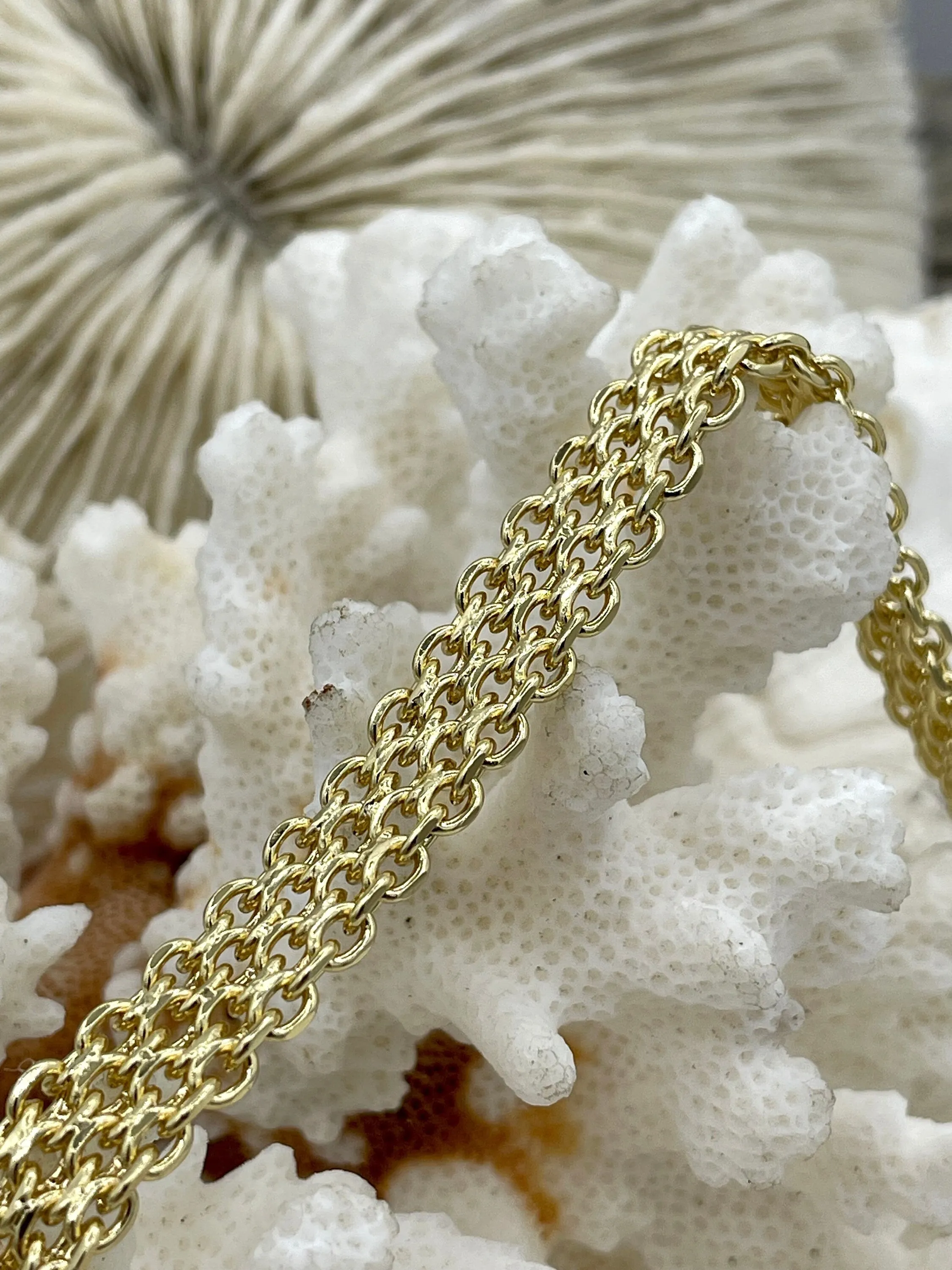 Gold Plated Stainless Steel Multilink Textured Chains, 4 styles, Handmade Chains, Stainless Steel HIGH QUALITY, Sold by the ft. Fast Ship