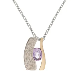 Gold Plated Sterling Silver Brushed Amethyst Eye Pendant Necklace