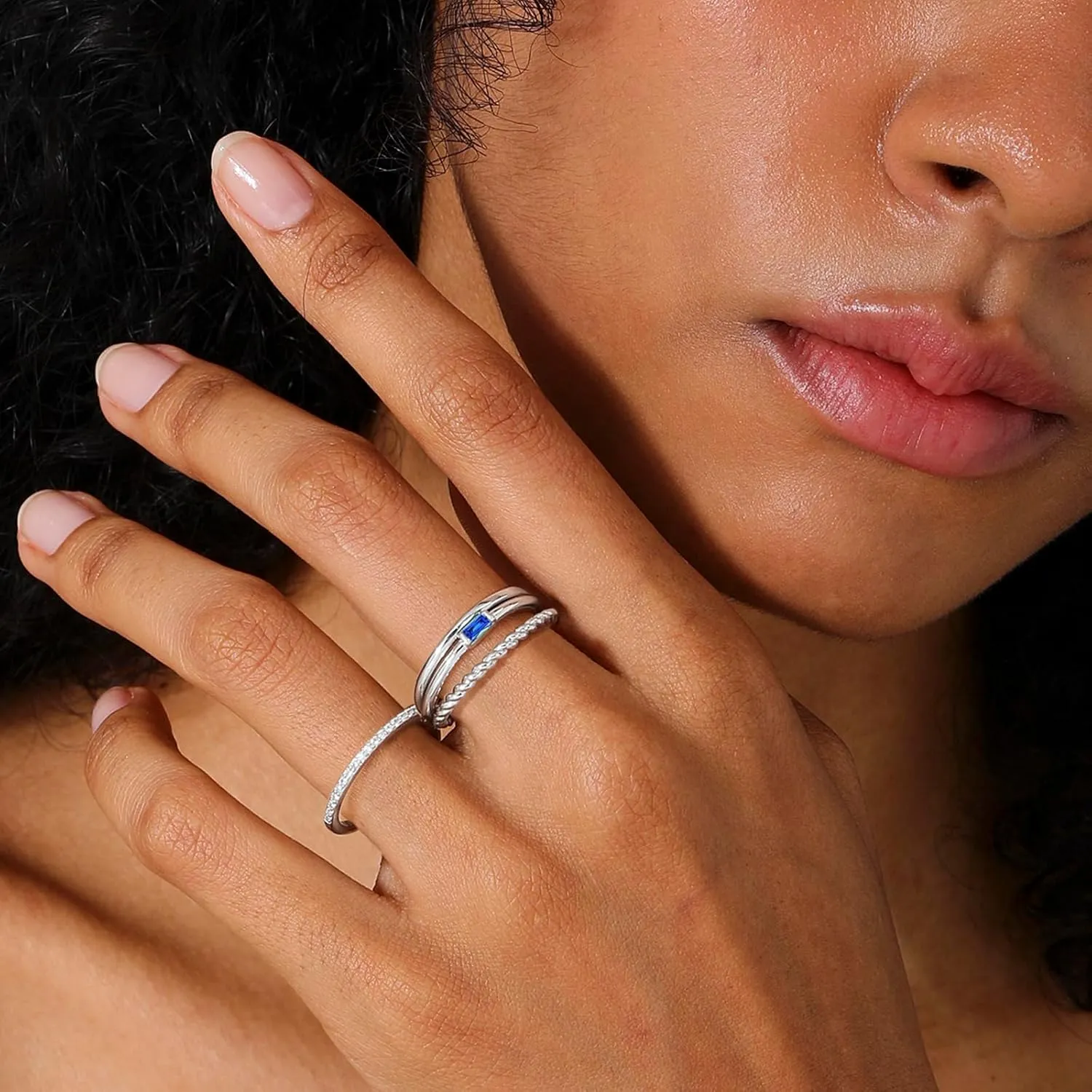 Gold Stackable Birthstone Rings for Women - Non Tarnish 14K Gold Plated Dainty Ring - Engagement Wedding Promise Rings Gemstone Rings for Birthday Jewelry Gifts Size 6-10