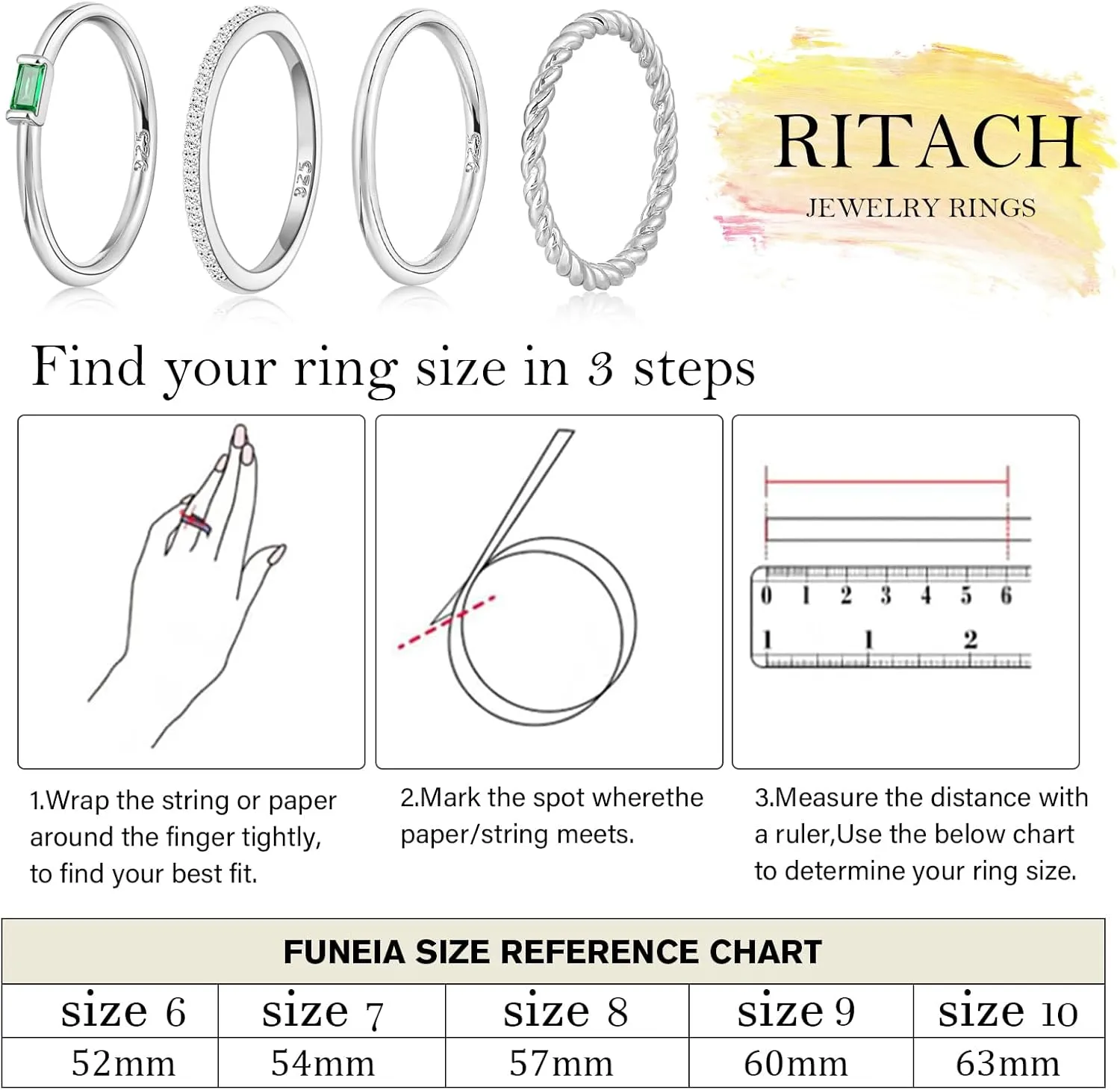 Gold Stackable Birthstone Rings for Women - Non Tarnish 14K Gold Plated Dainty Ring - Engagement Wedding Promise Rings Gemstone Rings for Birthday Jewelry Gifts Size 6-10