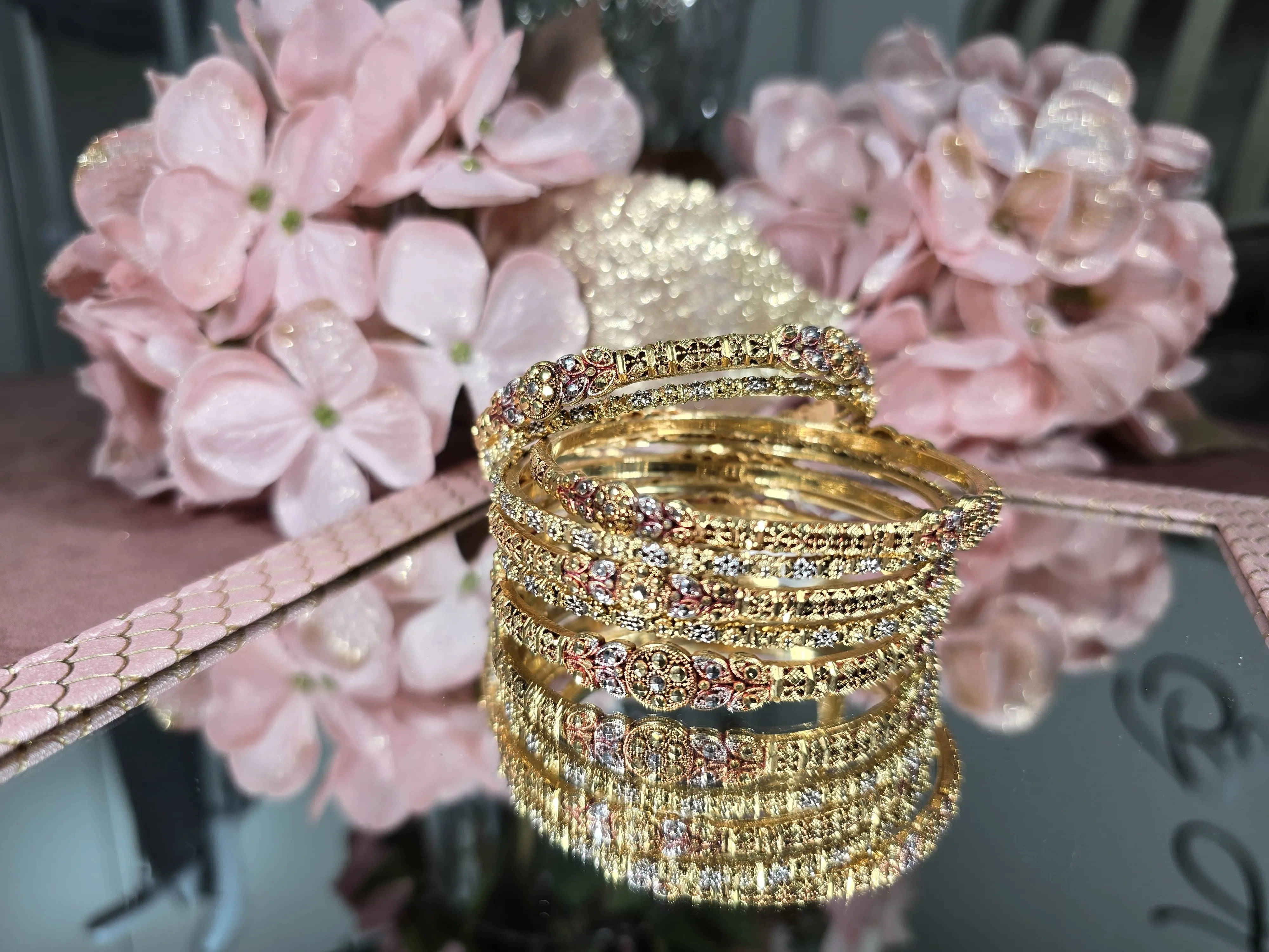 Golden Blossom Ensemble Bangles