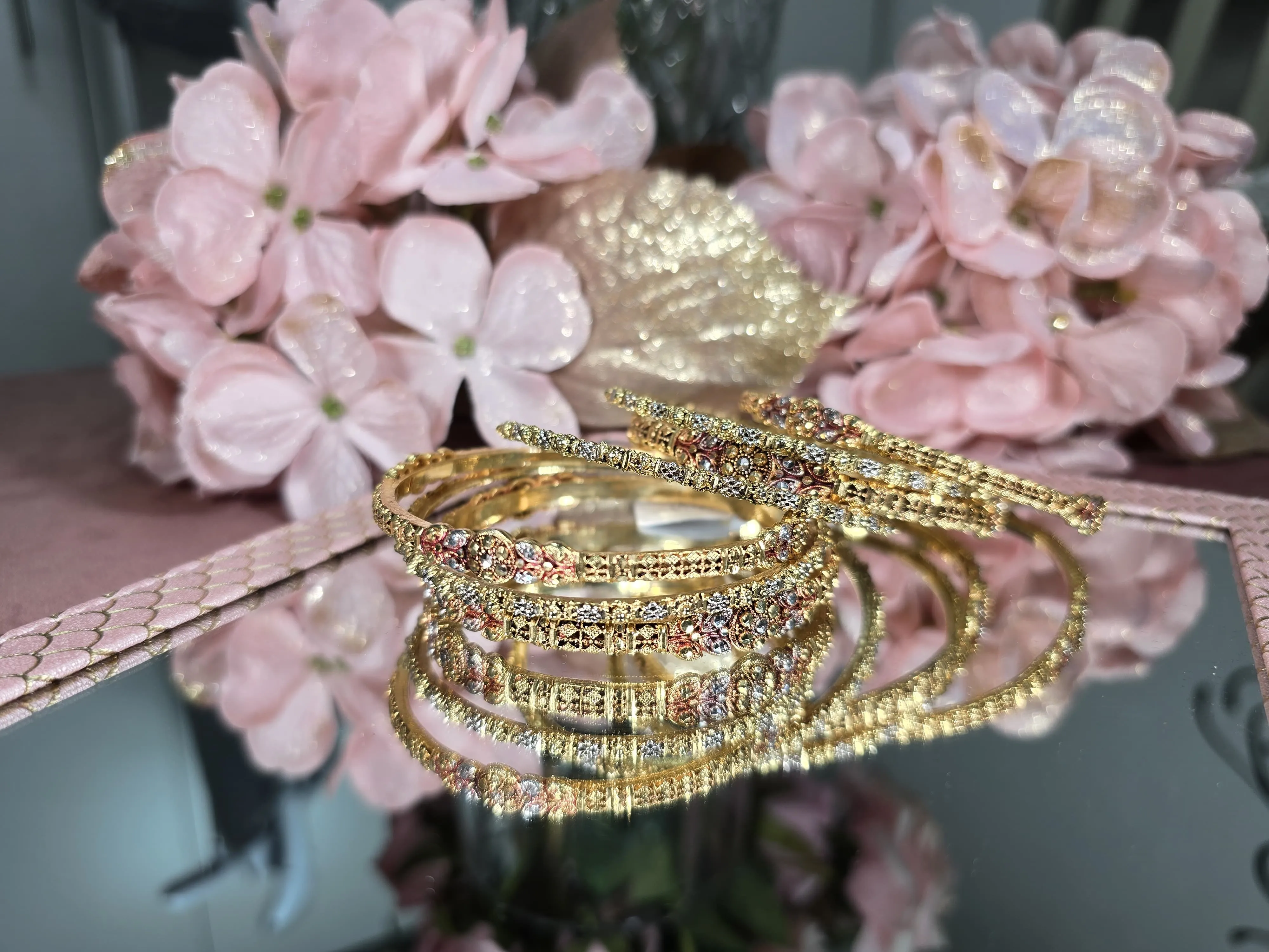Golden Blossom Ensemble Bangles