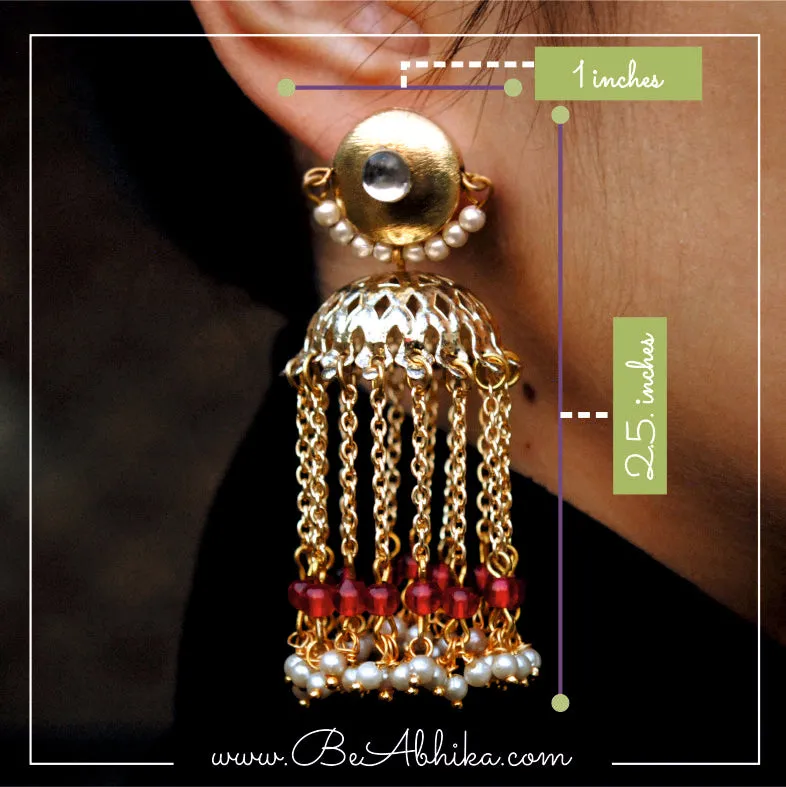Golden Crescent Jhumki Earrings