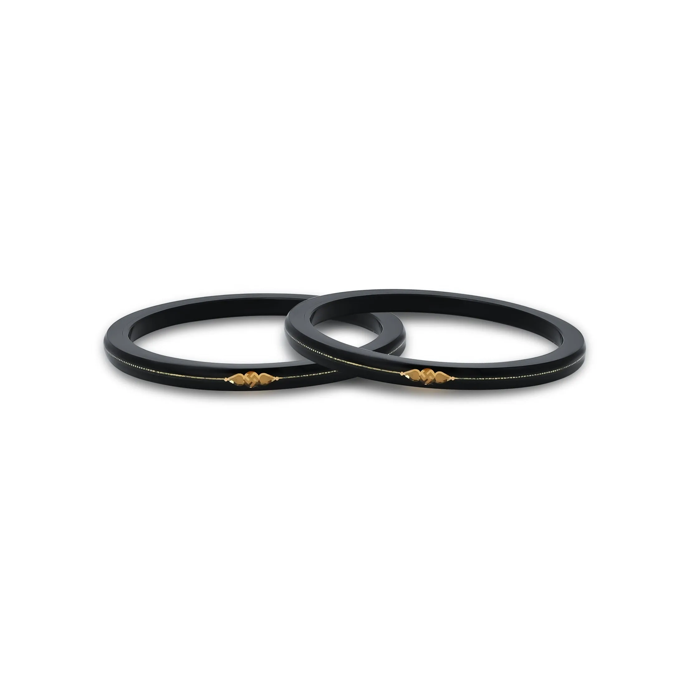 Goldr Center Swathik Design Black Bangles