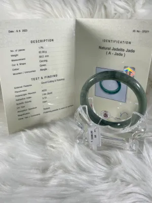 Grade A Natural Jade Bangle with certificate #37077