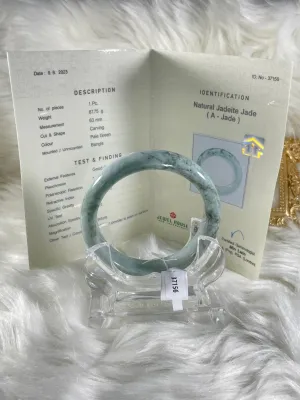 Grade A Natural Jade Bangle with certificate #37156