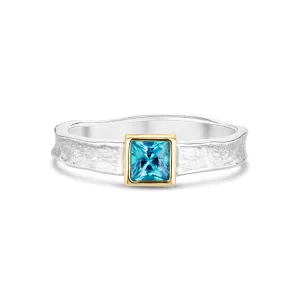 Gretel - Swiss Blue Topaz Square Storybook Ring