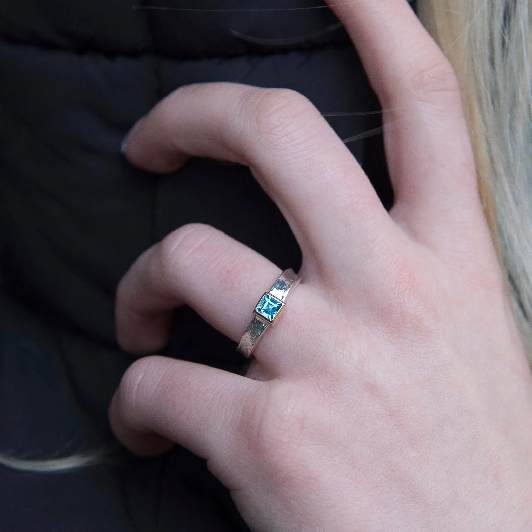 Gretel - Swiss Blue Topaz Square Storybook Ring