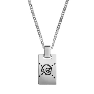 Gucci Ghost Tag Pendant Silver Necklace
