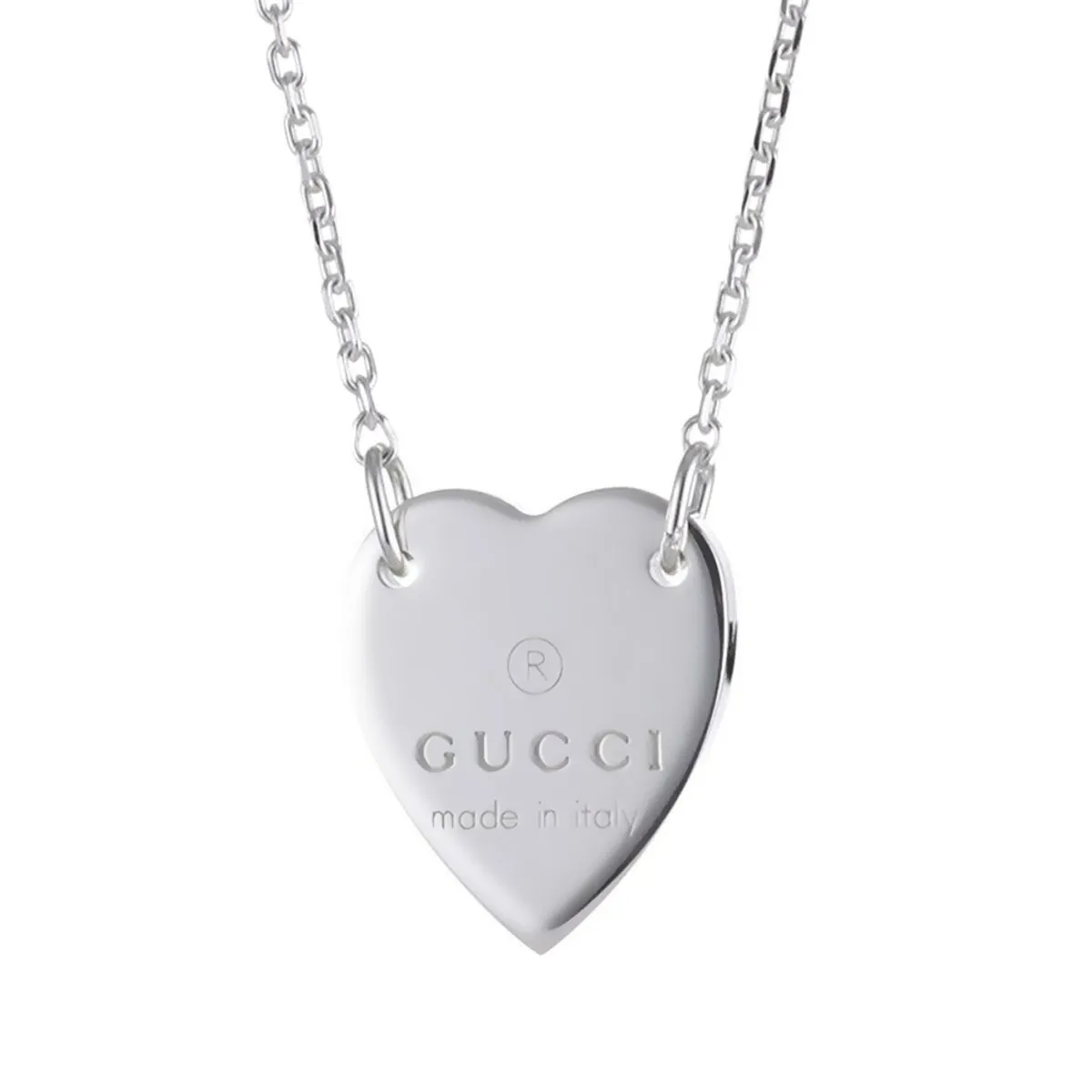 Gucci Trademark Heart Silver Necklace
