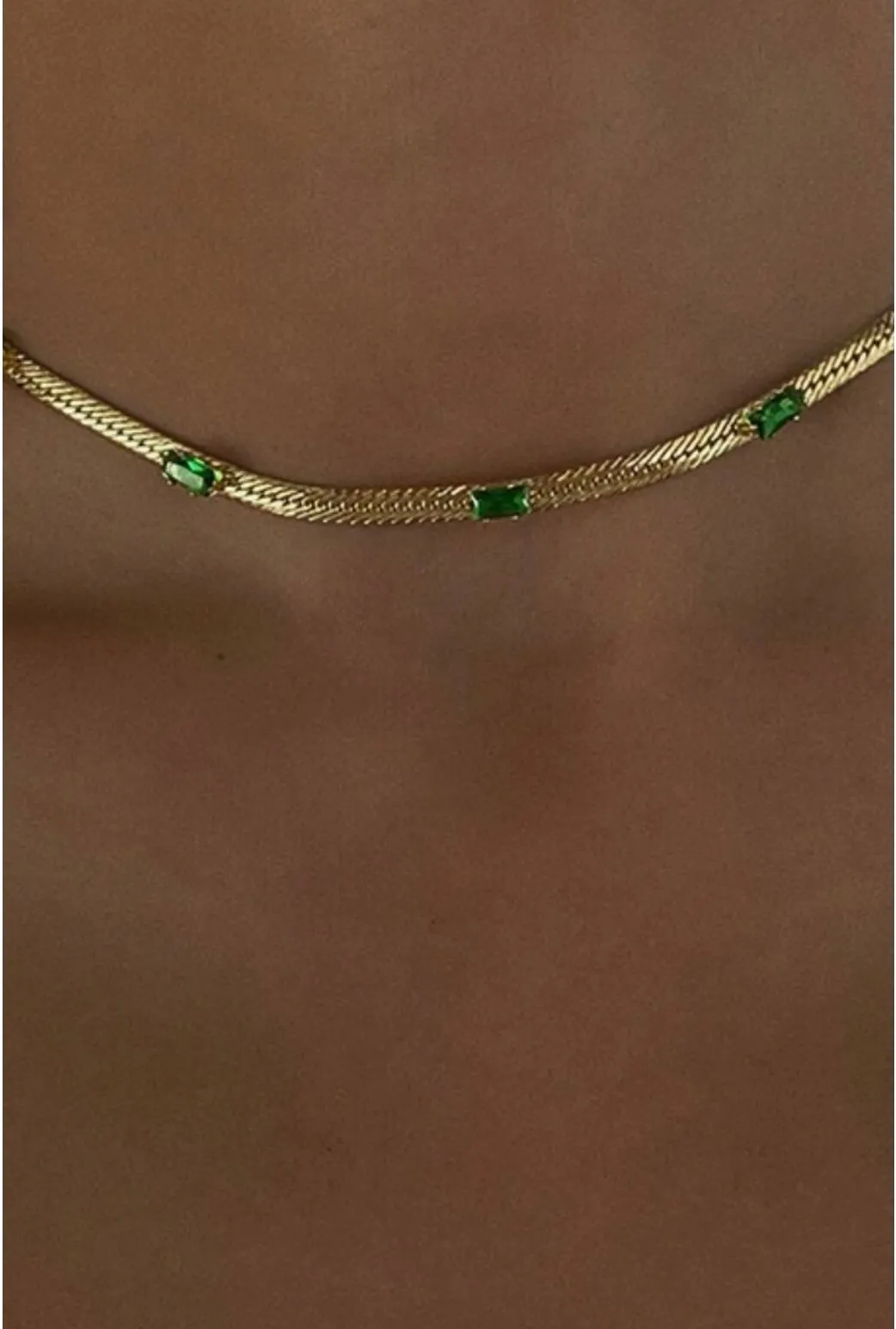 Hailey Necklace - White & Emerald - Water Resistant