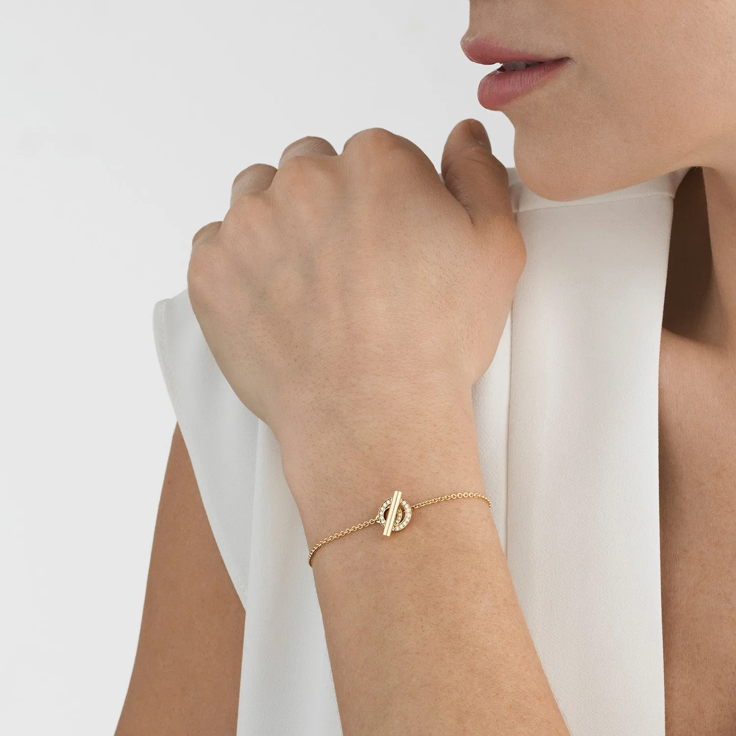 Halo 18K Gold Bracelet w. Diamonds 0.18 ct