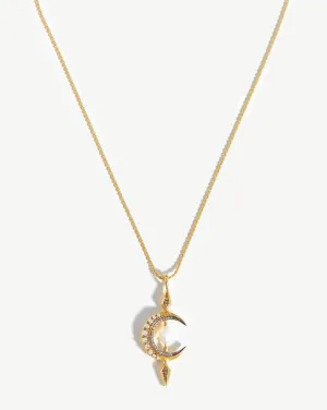 Harris Reed Crescent Moon Pearl Necklace | 18k Gold Vermeil/Pearl
