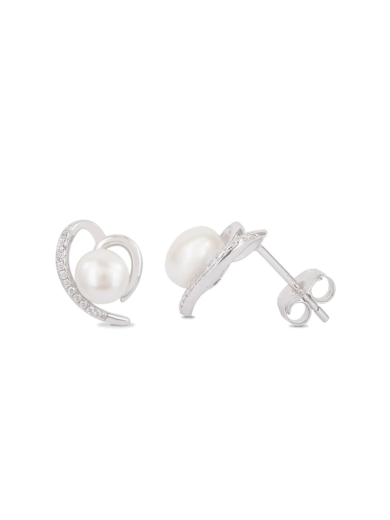 Heart Pearl Stud Earrings For Valentine