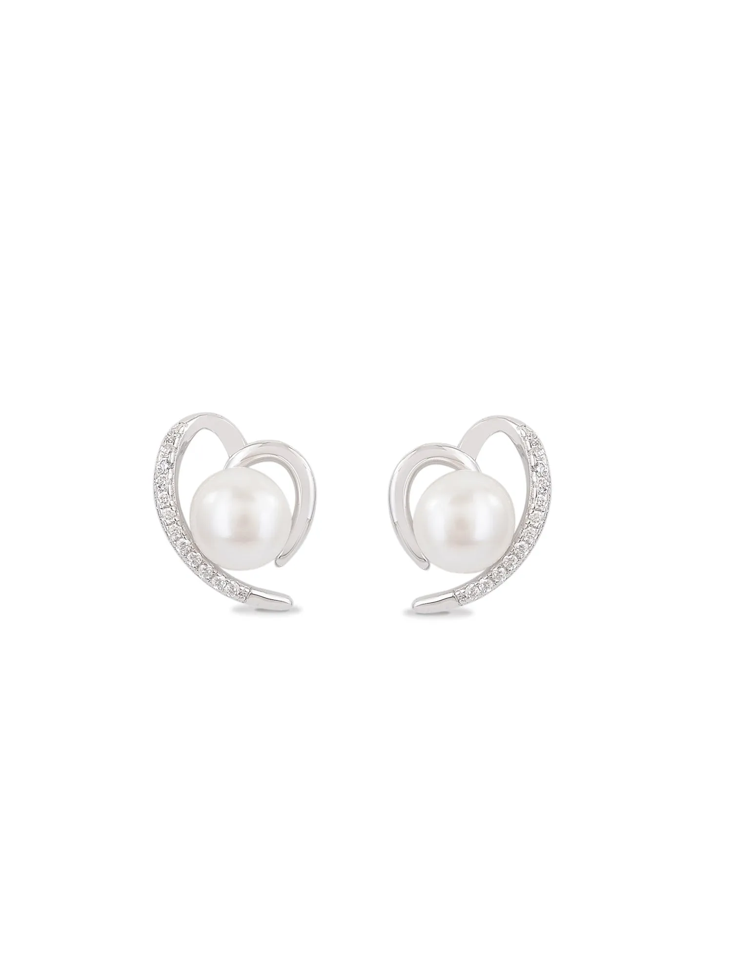 Heart Shape Real Pearl Earring Studs