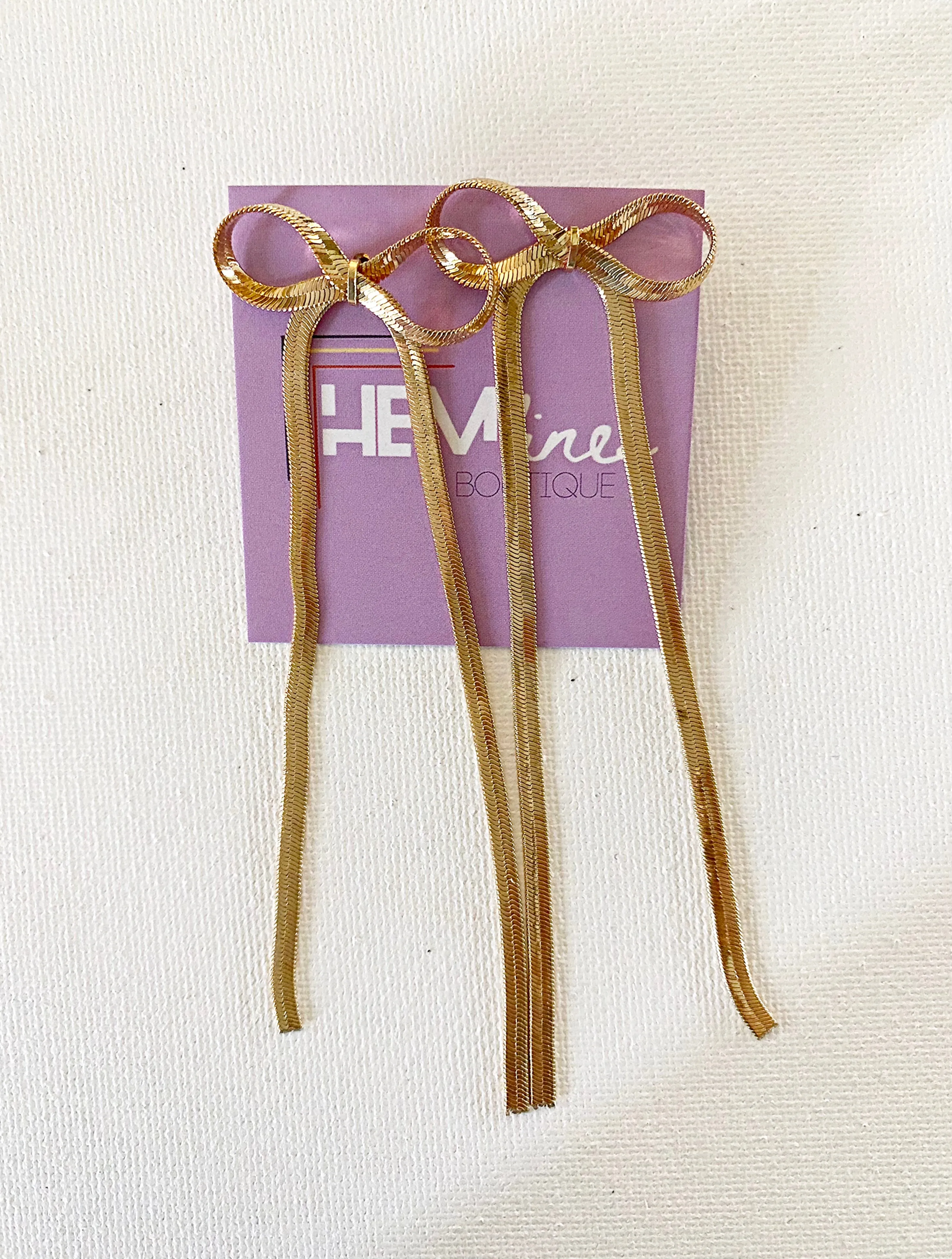 Herringbone Bow Earrings