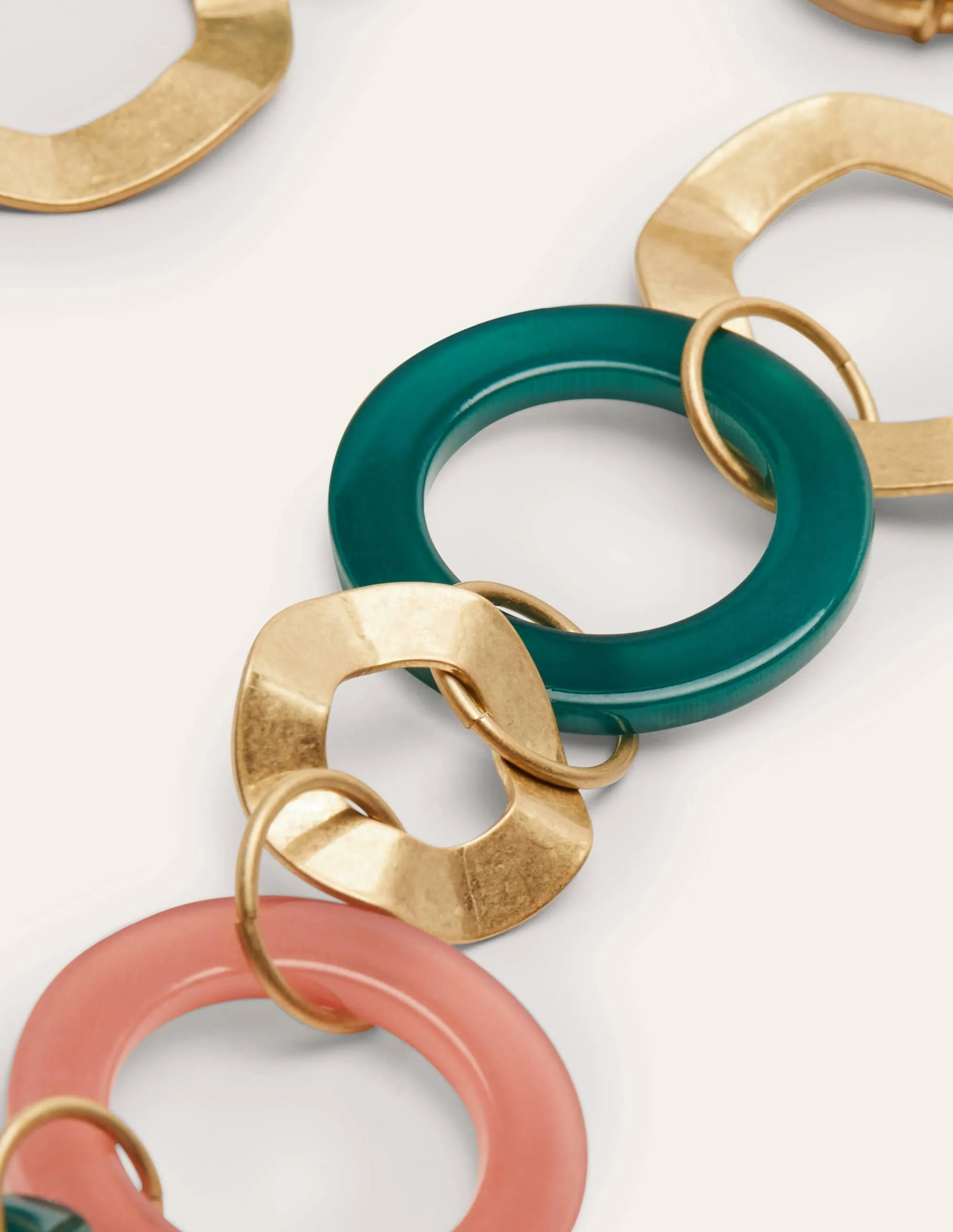 Hoop Resin Necklace-Gold/Deep Forest/Dusty Red