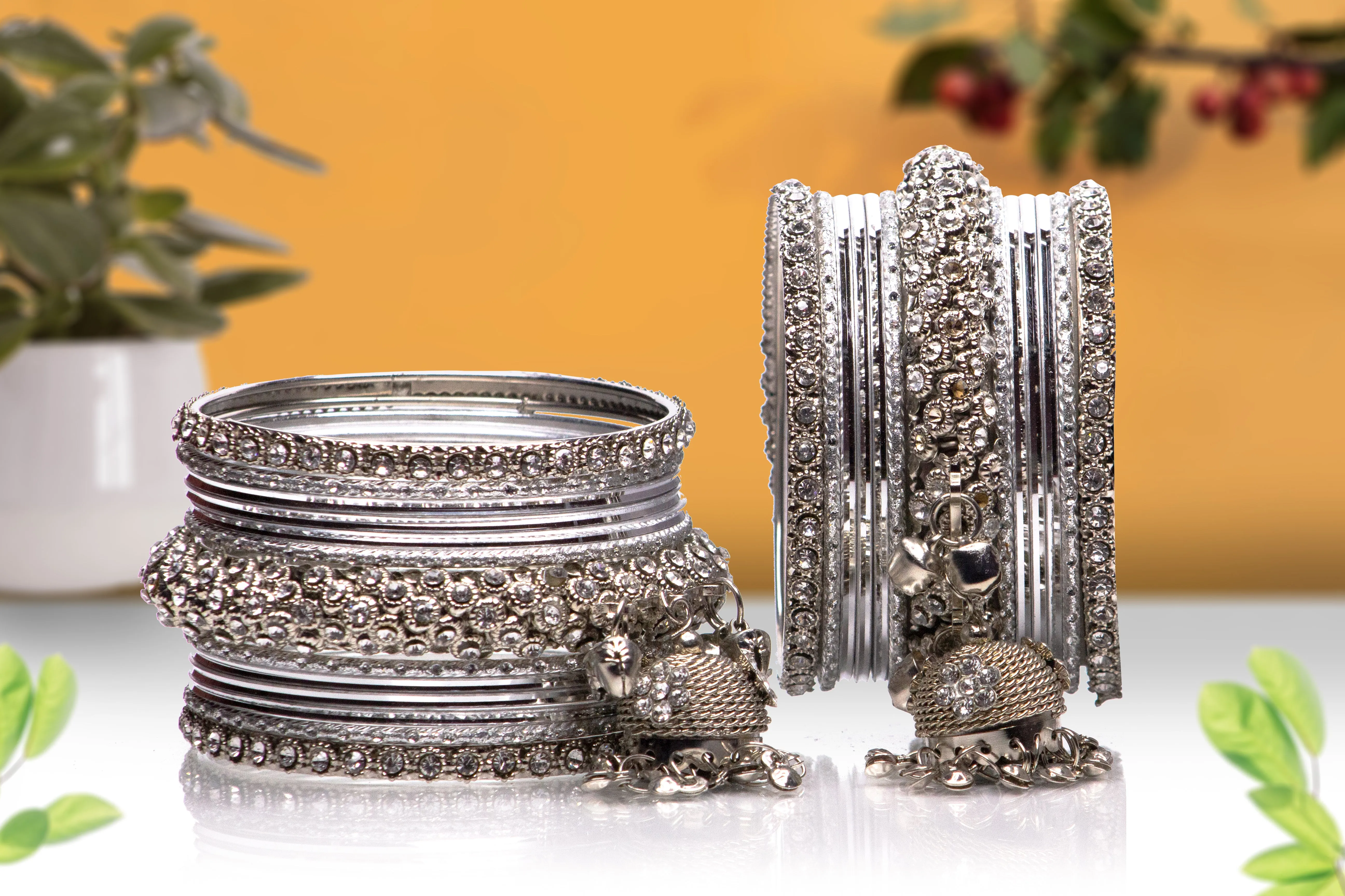 Indian Ethnic Partywear Bangles in Silver colour