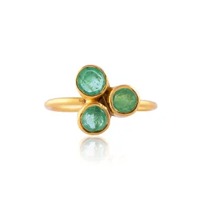 Indian Handcrafted Silver Gold Plated Emerald Ring