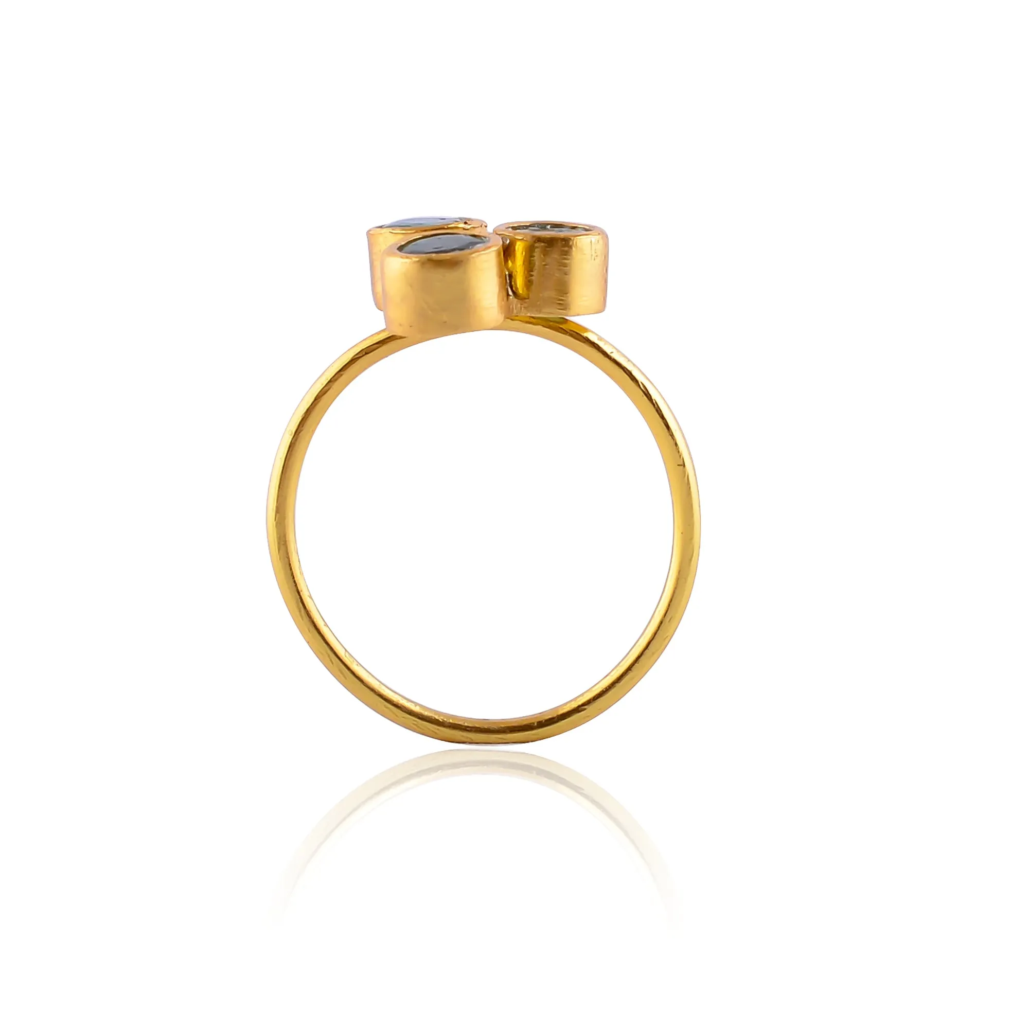 Indian Handcrafted Silver Gold Plated Emerald Ring