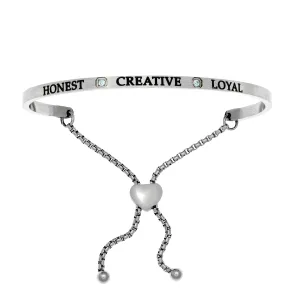 Intuitions Stainless Steel Honest, Creative, Loyal March Aqua Birthstone Bangle Bracelet Intuitions Stainless Steel Honest, Creative, Loyal March Aqua Birthstone Bangle Bracelet