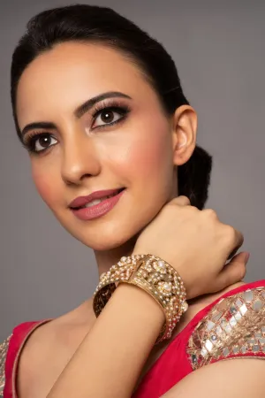 Irya White Broad Jadau Openable Bangle