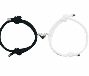 JEWELRY - BRACELETS - FRIENDSHIP - LOVE - silver heart -  twist string, Friends or Couple bracelets with magnet friendship bracelets. Great Valentine's Gifts