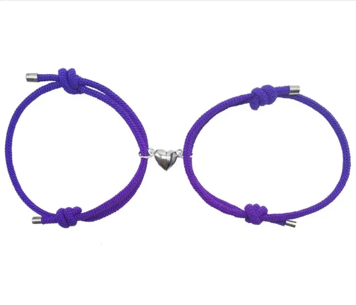 JEWELRY - BRACELETS - FRIENDSHIP - LOVE - silver heart -  twist string, Friends or Couple bracelets with magnet friendship bracelets. Great Valentine's Gifts