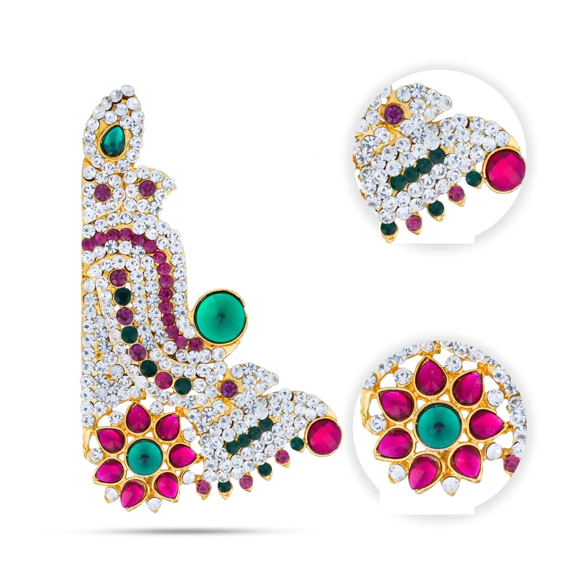 Karnapathakkam Set - 4 x 2.25 Inches | Stone Earings/ Multicolour Stone Earring Set for Deity
