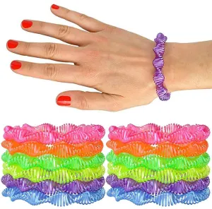 Kicko Neon Twist Coil Plastic Bracelets 3 Inches - Pack of 12 - Assorted Colors Cool