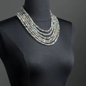 Labradorite Multi Strand Necklace, 14K White Gold