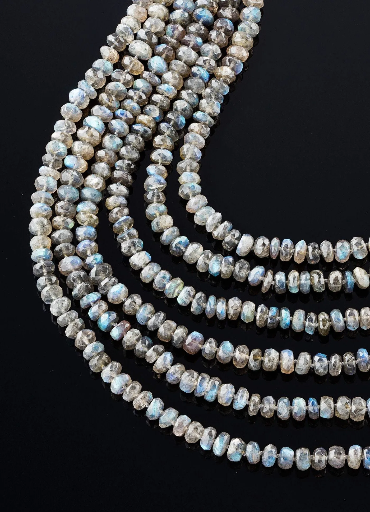 Labradorite Multi Strand Necklace, 14K White Gold