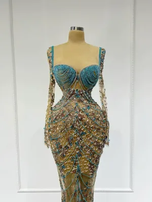 Leya Crystal Adorned Open Chest Dress