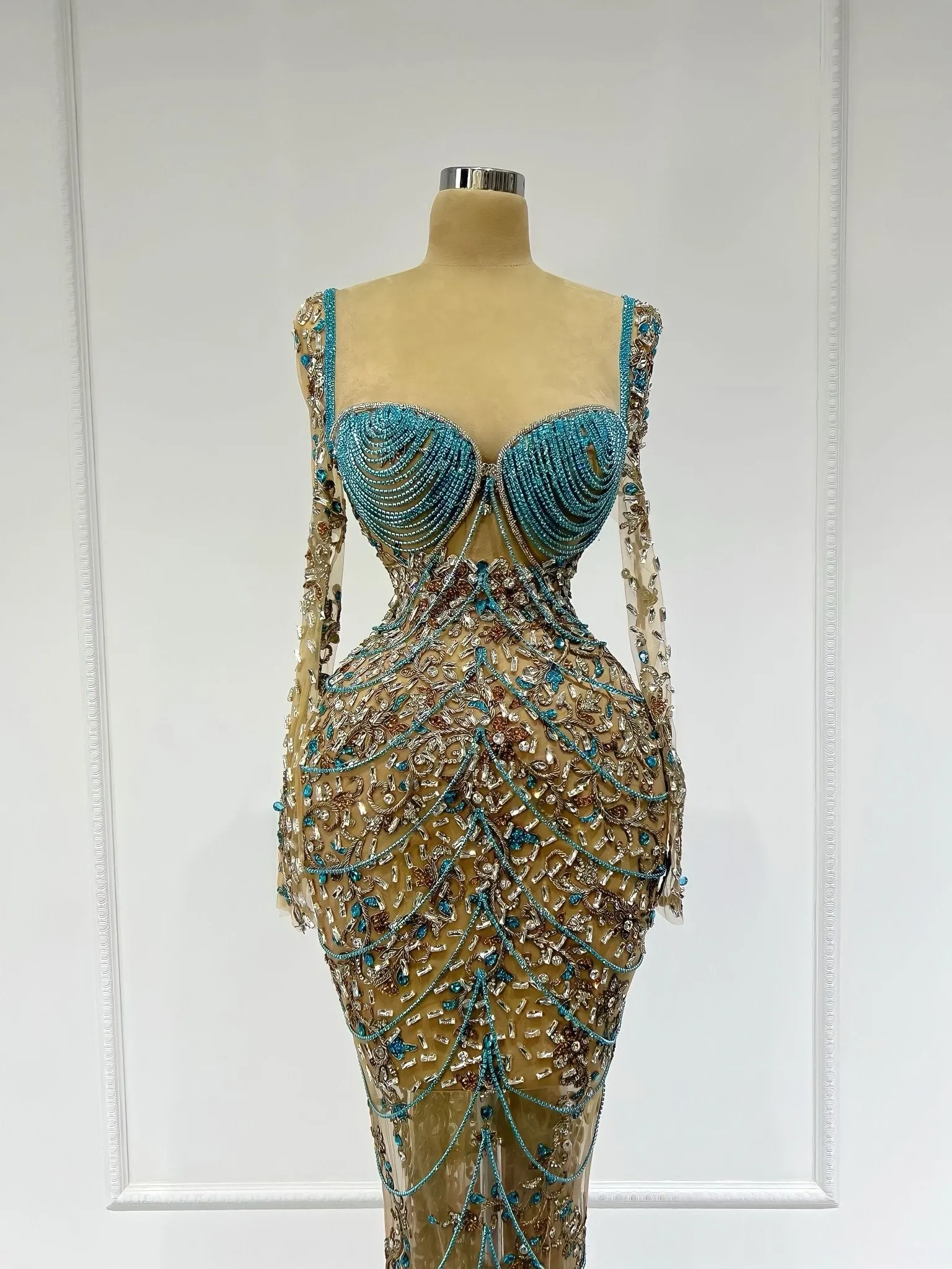 Leya Crystal Adorned Open Chest Dress