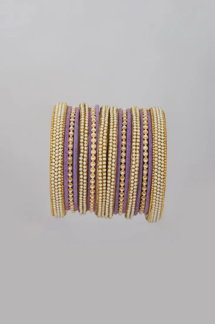 Lilac Velvet Bangle Set