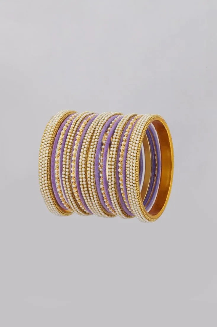 Lilac Velvet Bangle Set