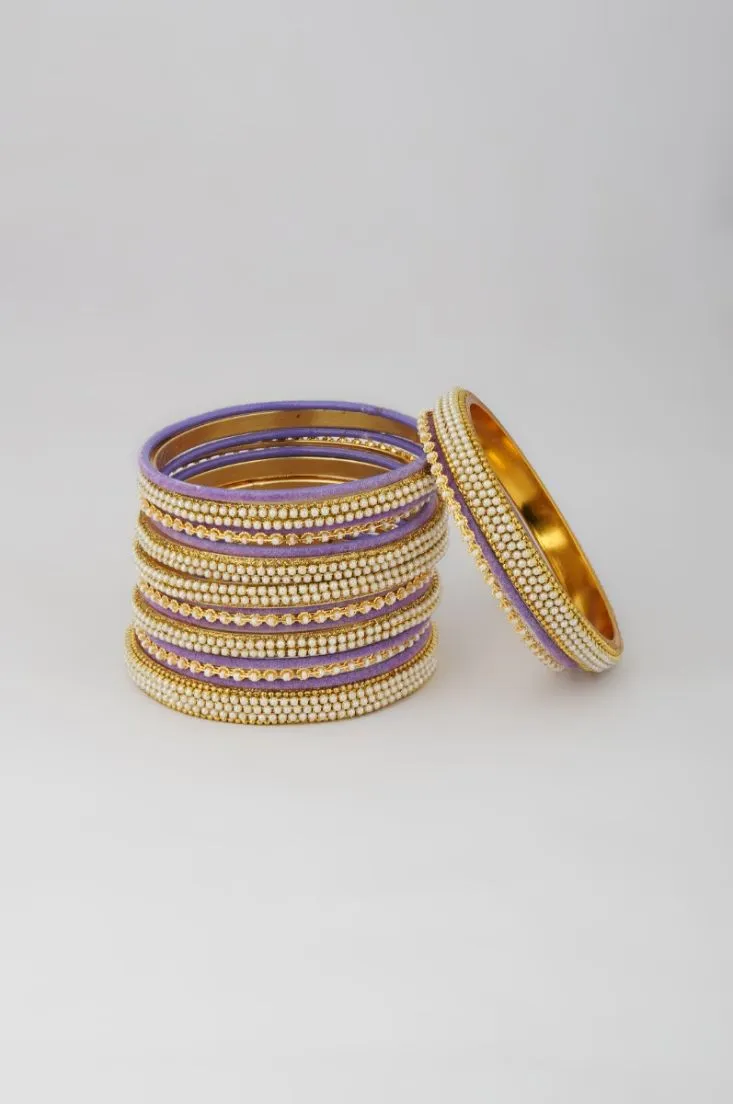 Lilac Velvet Bangle Set