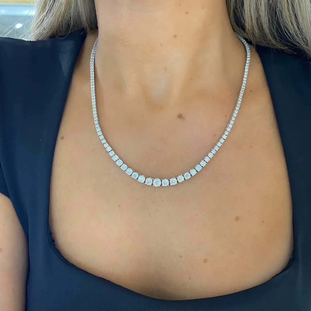 Lily Tapered Diamond Tennis Necklace 10.02 ctw