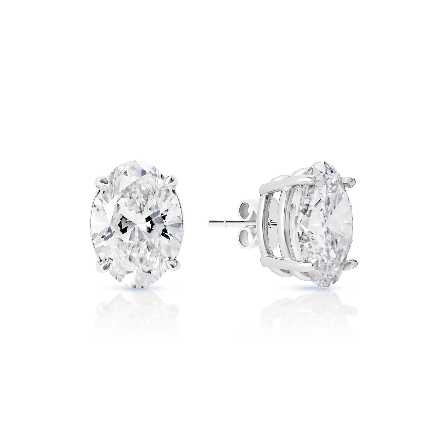 Lilyana 7 Carat Oval Cut Lab Grown Diamond Stud Earrings in 14k White Gold