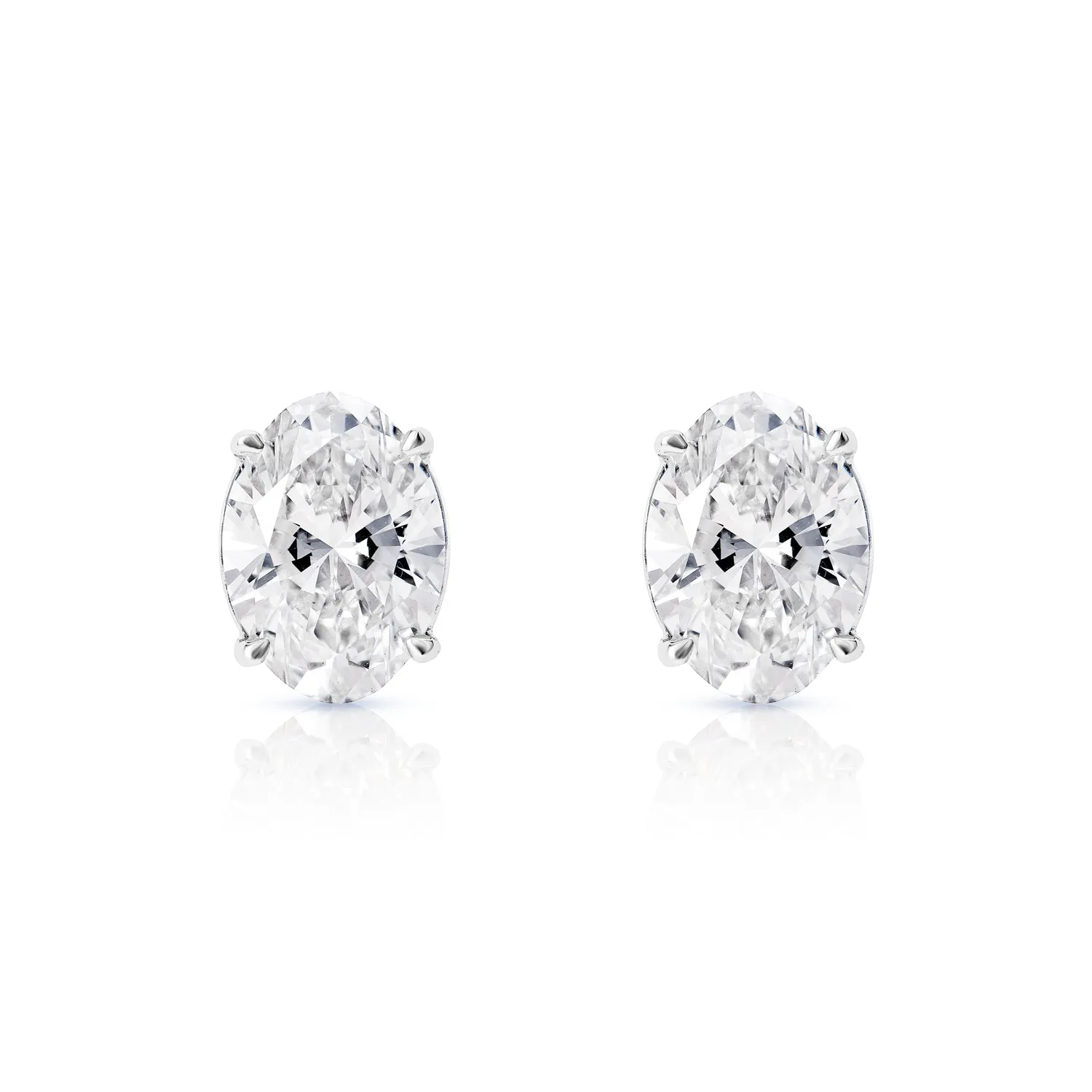 Lilyana 7 Carat Oval Cut Lab Grown Diamond Stud Earrings in 14k White Gold