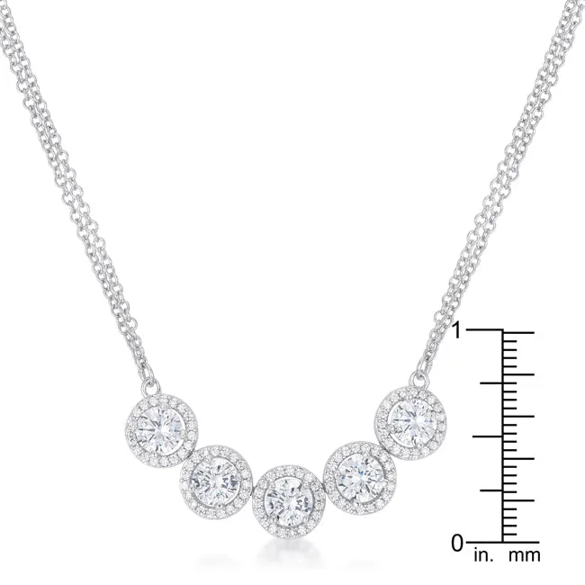 LOVCIA Dazzling 5 Carat Rhodium-Plated Necklace with Sparkling CZ