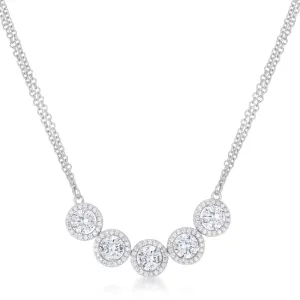 LOVCIA Dazzling 5 Carat Rhodium-Plated Necklace with Sparkling CZ