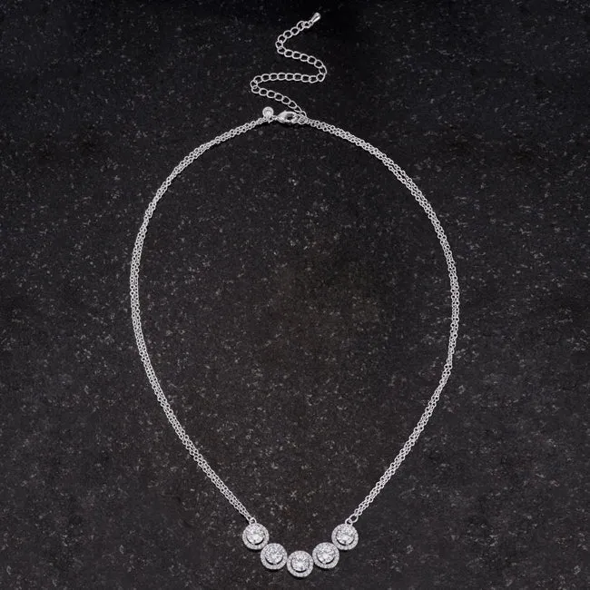 LOVCIA Dazzling 5 Carat Rhodium-Plated Necklace with Sparkling CZ