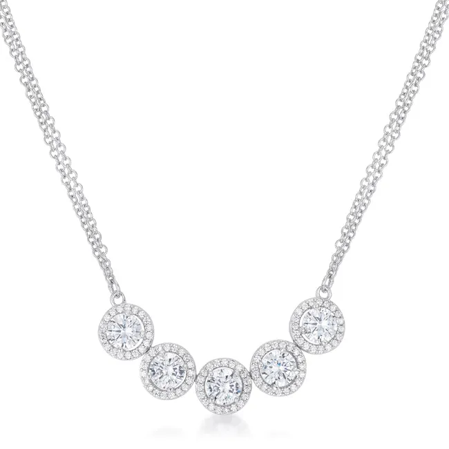 LOVCIA Dazzling 5 Carat Rhodium-Plated Necklace with Sparkling CZ