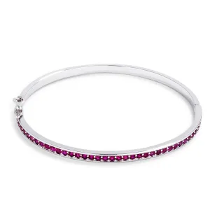 LOVCIA Jewelry Fuchsia Cubic Zirconia Rhodium Bangle Bracelet