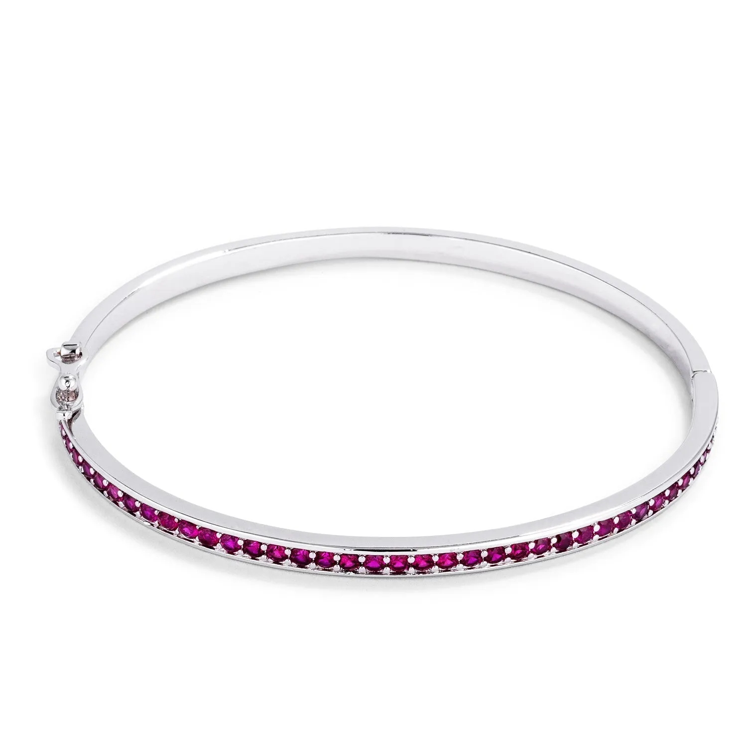 LOVCIA Jewelry Fuchsia Cubic Zirconia Rhodium Bangle Bracelet