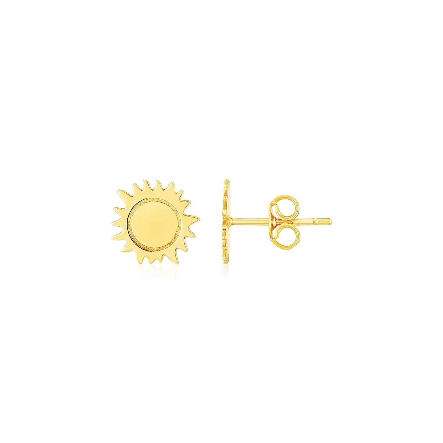 LOVCIA Luxury Radiant 14K Yellow Gold Sunburst Stud Earrings