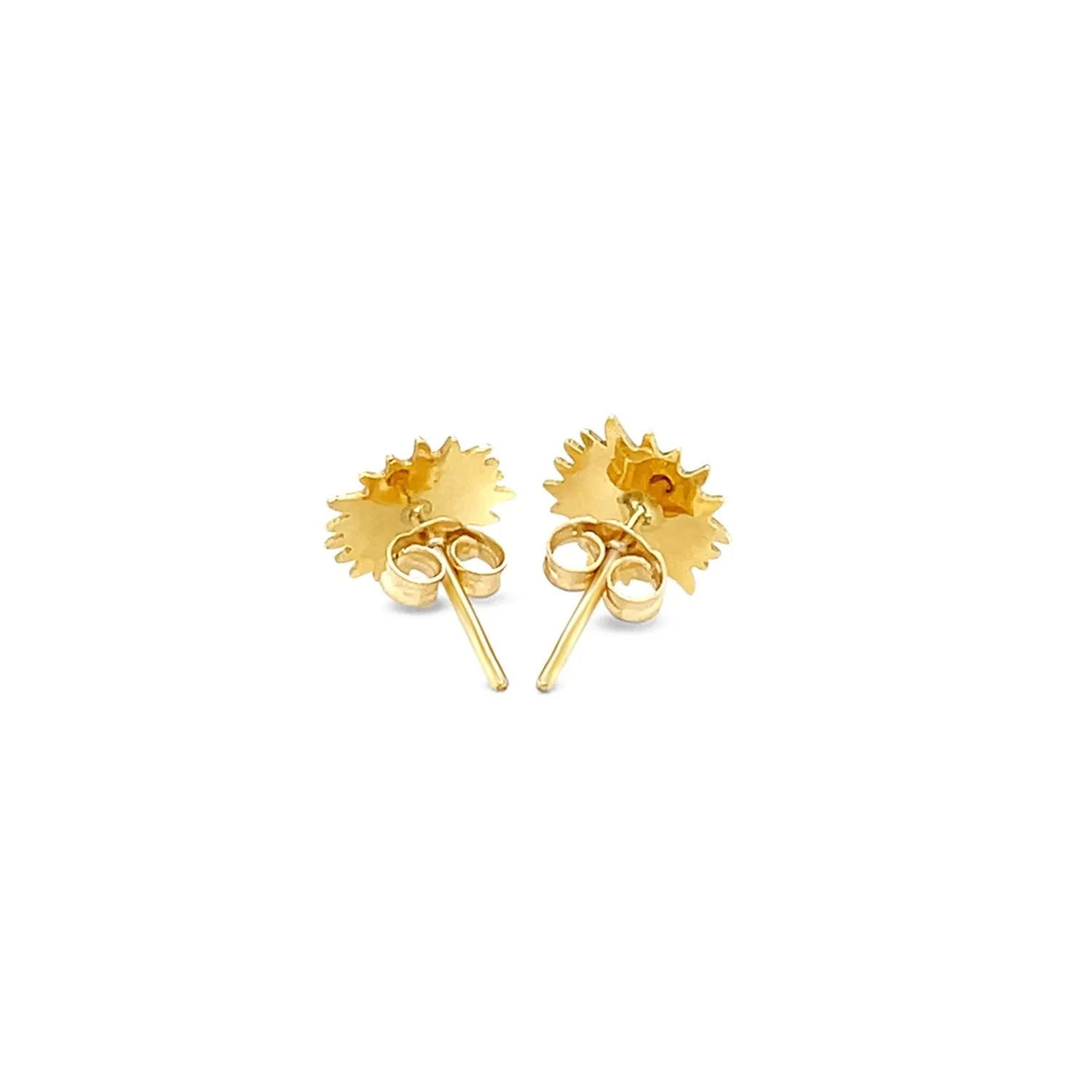 LOVCIA Luxury Radiant 14K Yellow Gold Sunburst Stud Earrings