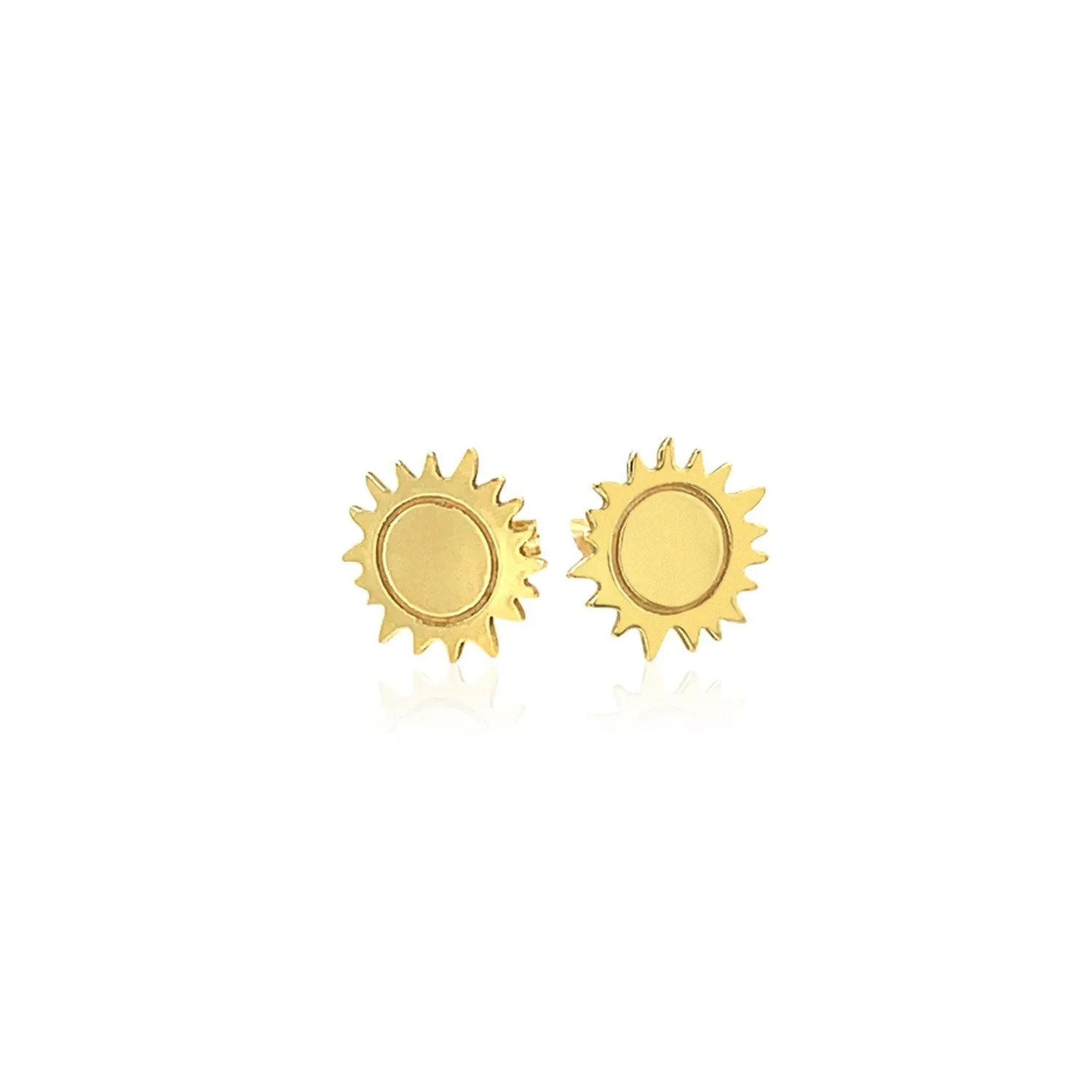 LOVCIA Luxury Radiant 14K Yellow Gold Sunburst Stud Earrings